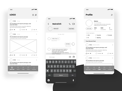 Social App app appuiux branding design icon illustration logo low fidelity ui ux vector wireframes wireframing