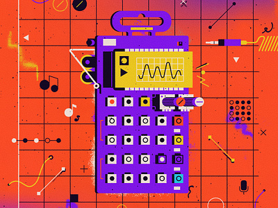 Pocket Operator analog art design electronic geek grid illustration music musician vector