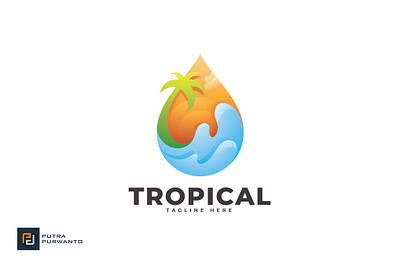 Tropical - Logo Template 3d 3d letter abstract animation branding concept creative design graphic design illustration logo mockup motion graphics tropical ui vector
