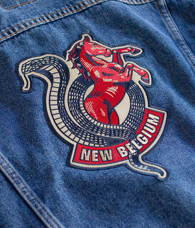 New Belgium Jacket beer cobra embroidery horse illustration jacket jean patch pathces