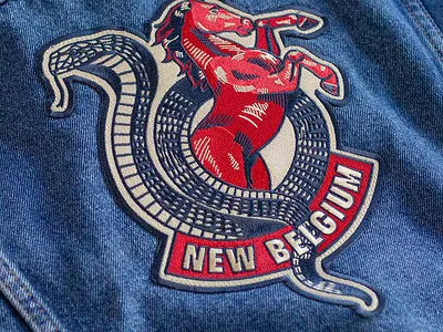 New Belgium Jacket beer cobra embroidery horse illustration jacket jean patch pathces