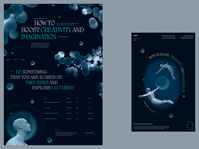 Promo Website & Poster For A Creativity Workshop 3d 3d model bubble c4d cinema 4d creativity event inspiration landing page offline poster web design website workshop zajno