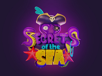 Secrets of the Sea - Game logo 3d 3d graphic 3d logo 3d mark 3d model 3d visual game game branding game design game design logo game graphic game illustration game logo graphic graphic design illustration mark octopus logo sea game visual