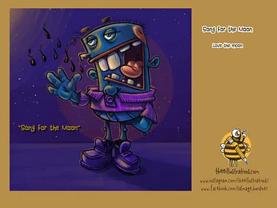 Song for the Moon characterdesign childrens illustration digital art drawing illustration moon moonlight nighttime sing song
