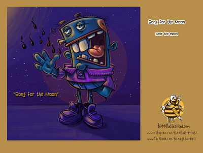 Song for the Moon characterdesign childrens illustration digital art drawing illustration moon moonlight nighttime sing song