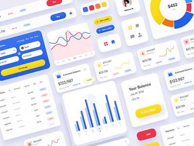 Finance UI Elements animation card dashboard design finance graphics interaction interface landing motion motion design platform ui user ux web web app web design web interaction web ui