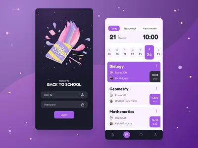App Back to school adobe illustrator back to school clean design creativity design figma flat graphic design illustration illustrator mobile app school simple design stars ui ui design ux ux design vector violet