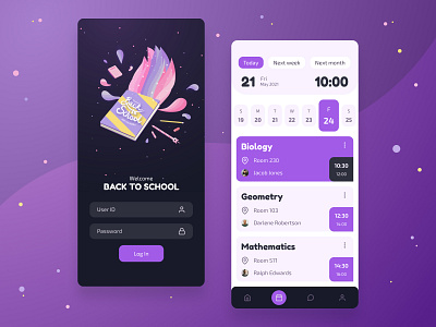 App Back to school adobe illustrator back to school clean design creativity design figma flat graphic design illustration illustrator mobile app school simple design stars ui ui design ux ux design vector violet