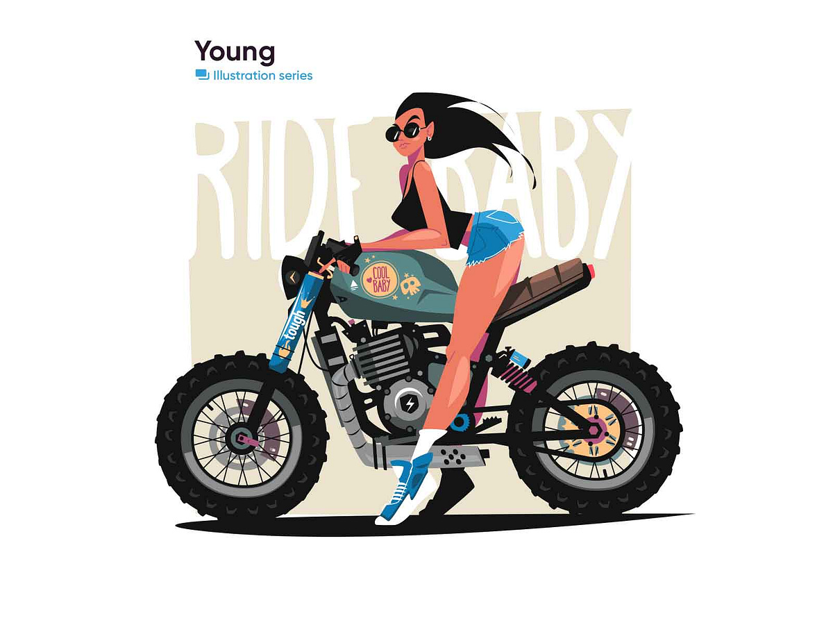 Biker Girl Illustration By Anton Fritsler Kit8 For Kit8 On Dribbble