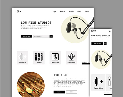 Recording studio website UI/Visual Design adobe xd branding design interface music recording responsive studio ui web developing website