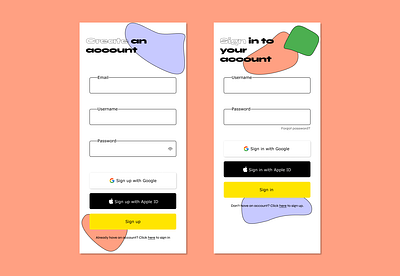 Sign up & Log in form ios app log in mobile design sign up ui