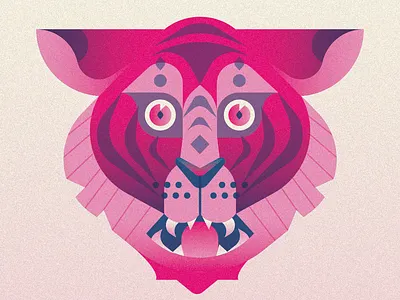 Tiger art colorful gradient illustration illustrator pink symmetry tiger vector