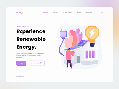 Renewable energy branding design glassmorphic graphic design icon illustration landing page logo populer ui ux vector web