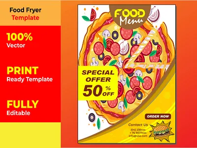 Food Brochure Pizza, flyer design template in A4 size. advertisement branding cover custom design graphic design motion graphics vector