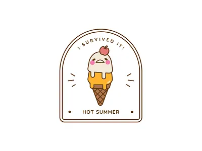 I survived super hot summer apple cherry cone ice cream illustration logo