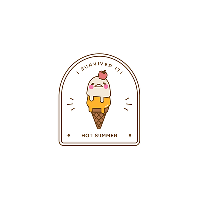 I survived super hot summer apple cherry cone ice cream illustration logo