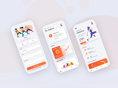 Fitness App fitness mobile app orange ui ux