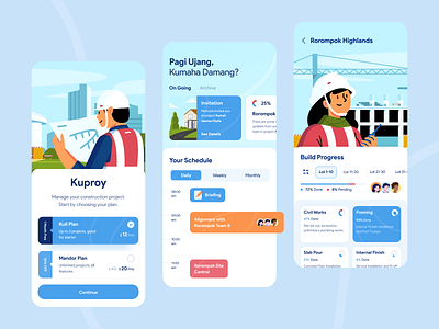 Construction Management App calendar card clean construction design details page graphic design homepage illustration ios landing page management modern pricing project project management schedule team ui ux