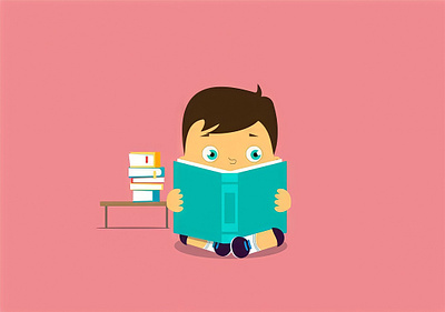 I'm reading book. book character design illustration reading