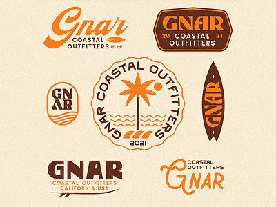 Gnar Coastal Outfitters - Apparel Graphics badge badge design branding illustration logo nature surf surfing typography vintage