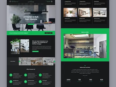 Kitchen interior website design creative design interface kitchen interior kitchen website layout minimal themeforest web design website template