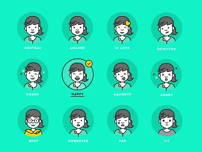 How are you girl? - facial expressions character faces facial expression illustration