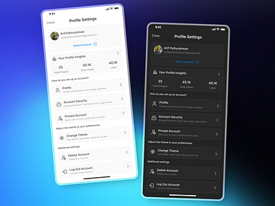 Profile Settings Mobile App UI app design ui ux