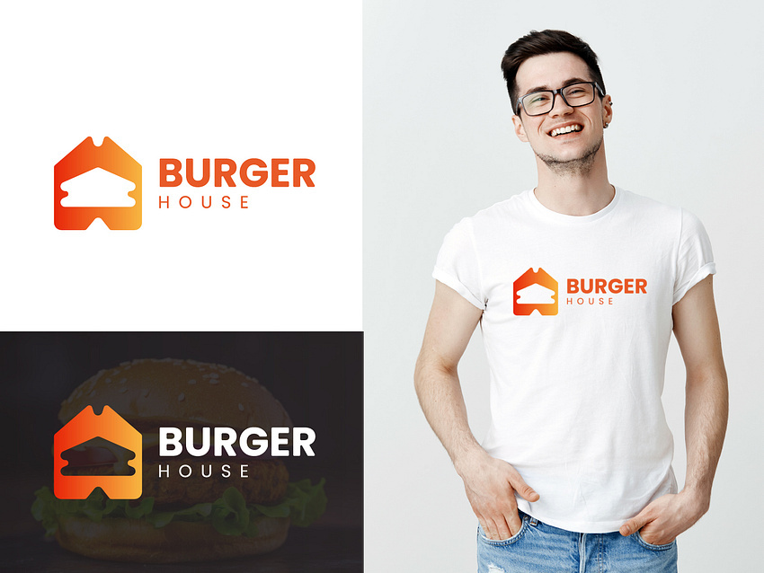Burger logo brand brand identity branding burger house burger house logo burger logo design fast food fast food logo graphic design house logo illustration logo logo design modern logo ui