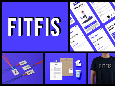 Fitfis Brand Identity Design adobe app black blue brand brand identity branding design fitness illustration logo mockup ui ux vector white