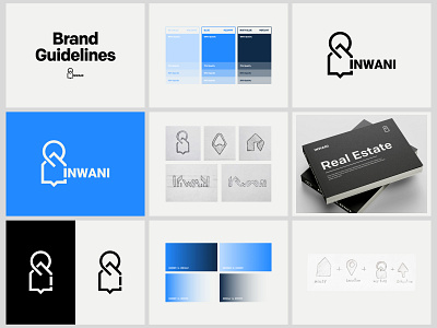 Inwani Real Estate Brand Identity Design adobe black blue book brand brand identity branding design graphic design gray illustration logo mockup real estate vector white