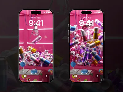 3D rendering wallpaper for mobile phone 3d 3d design c4d cans claw machine drinks graphic design inspiration pink wallpaper