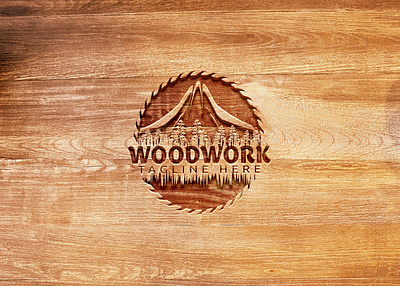 Woodworking logo design for wood shop isolated