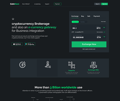 CoinNest blockchain branding crypto design graphic design illustration landing page logo uiux web design inspiration website