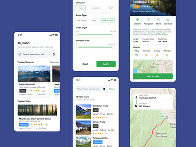 Hiking Apps find trails hiking apps mobile mountain route ui