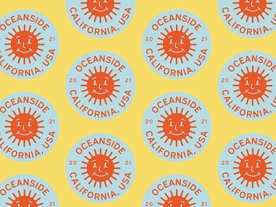 Oceanside, CA badge boutique branding identity illustration logo sun surf surfboard tropical typog typography vector waves