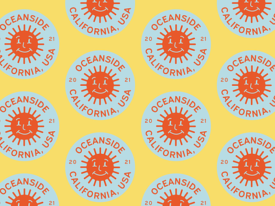 Oceanside, CA badge boutique branding identity illustration logo sun surf surfboard tropical typog typography vector waves