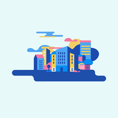 CBX Connect blue boutique branding buildings city cityscape clouds identity illustration pink small business spot illustration startup vector web design yellow