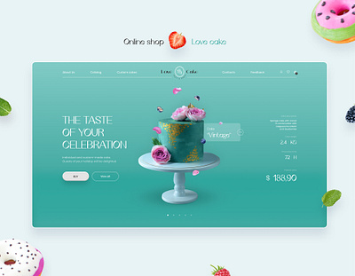 Online shop | Love cake cake confectionery design illustration ui ux web