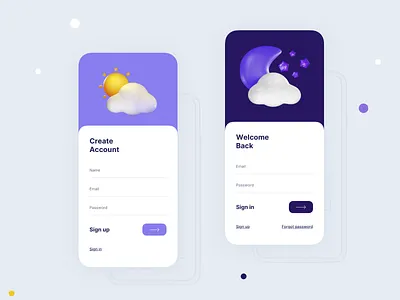 Sign in & Sign up Screen- Weather App app app design application form hazard login login screen logout logout screen sign in sign up ui ux warning app weather