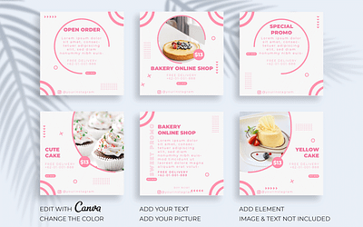 FREE INSTAGRAM TEMPLATE FOR BAKERY WITH CANVA bakey cake canva feed free free canva free template instagram social media