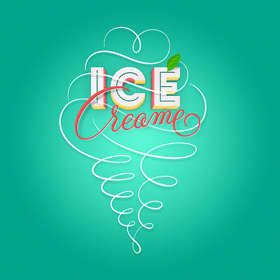 Ice Cream(e) flourishes illustration lettering texture