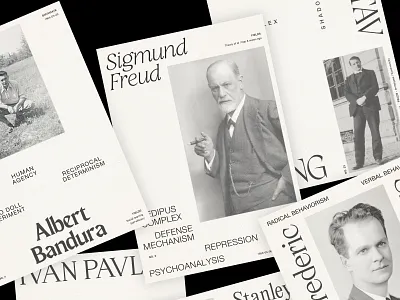 Psychologists of 20th c. flyer poster print psychology typography