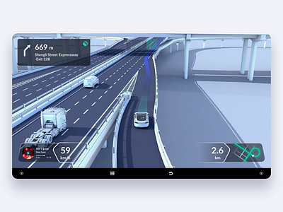 Lane-Level Navigation_Merge 3d alert car design drive highway hmi map merge navigation