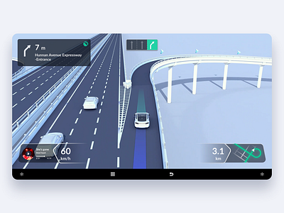 Lane-Level Navigation-Fork 3d alert car drive highway hmi map navigation traffic warning