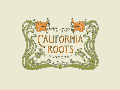 California Roots badge branding flowers graphic design illustration logo music old outdoor vintage