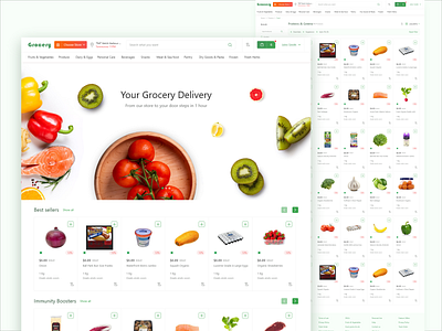 E-commerce Grocery Theme adobe xd aesthetic branding e comm flat colors interaction design product design ui uiux visual design