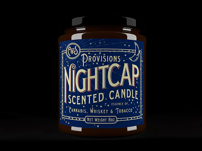 C&S Provisions: Cannabis, Whiskey, & Tobacco Scented Candle art director orange county brand candle label cannabis graphic designer illustration orange county graphic designer tobacco typography whiskey