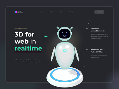 3D Character with Spline - Landing page concept 3d animation character concept illustration landing page motion ui ui design ux web web interaction