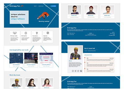 Entropyfox - development company website design. blue branding color schema colors design fox graphic design icon illustration lines logo typography ui vector