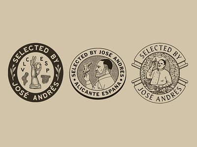 Jose Andres badge branding chef food graphic design illustration logo man vintage